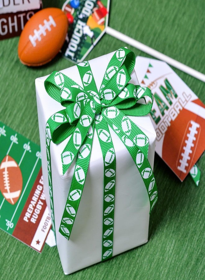 Ribest Football Sports Ribbon, 3/8 Inch Grosgrain Ribbon for Crafts Hair Bows Gift Wrapping Team Decor Party Decorations, Green and White, 10 Yards - Image 4